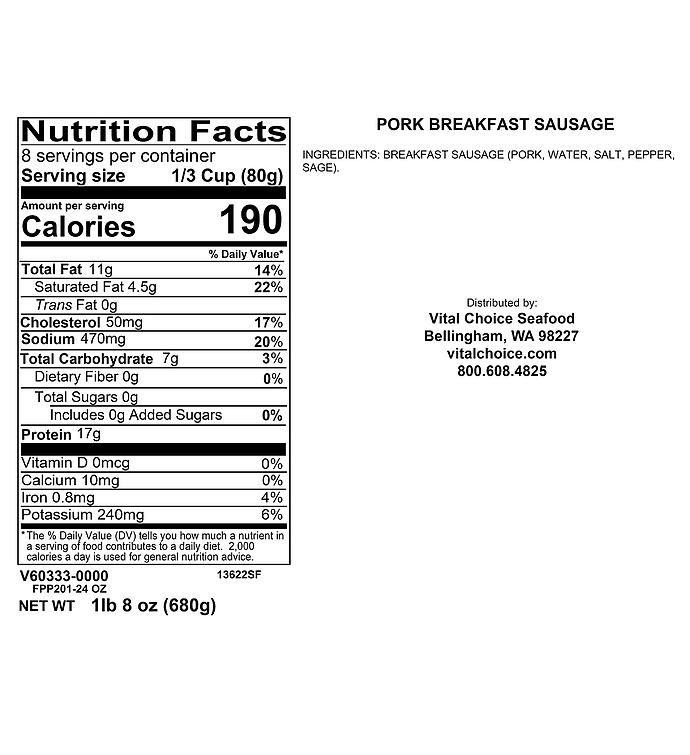 Pasture-Raised Pork Breakfast Sausage - 12 oz packages